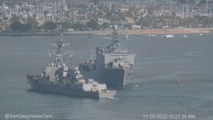 An investigation is underway after two U.S. Navy warships nearly collided in San Diego Bay